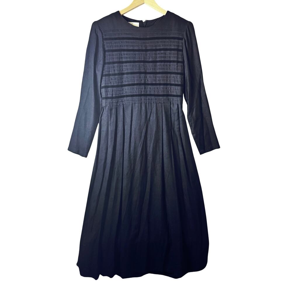 Sarah Elizabeth Vintage Black Maxi Dress Women’s Long Sleeve Modest Velvet Long